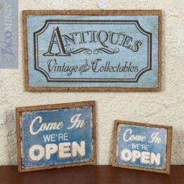 BS 054-B - Small Shop Sign Open in Blue - Brocante Specials