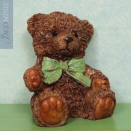 SVW 08-B - Little Brown Bear with Green Butterfly Bow - Santa Village 2