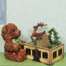 SVW 08-B - Little Brown Bear with Green Butterfly Bow - Santa Village 2