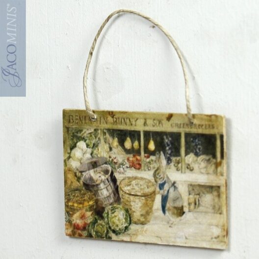 BP-LE 27-A - Benjamin Bunny Green Grocers Decoration Board Small - Beatrix Potter Specials